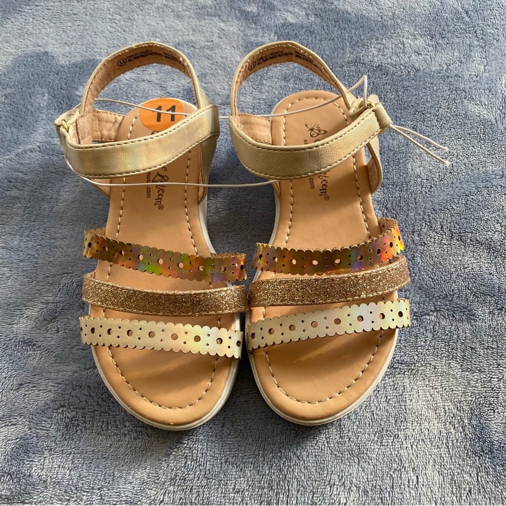 Self Esteem Punchy Gold Glitter Sandals